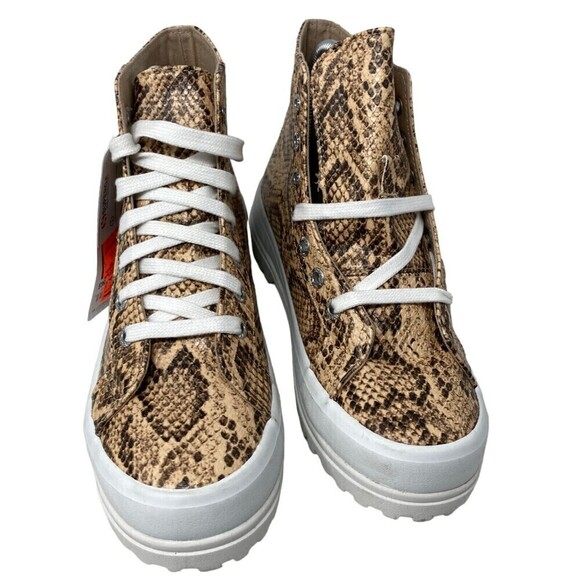 Superga Ankle Boots Tan Snake Synthetic Leather 2341 Womens Size 6 US NEW NIB - Picture 4 of 11